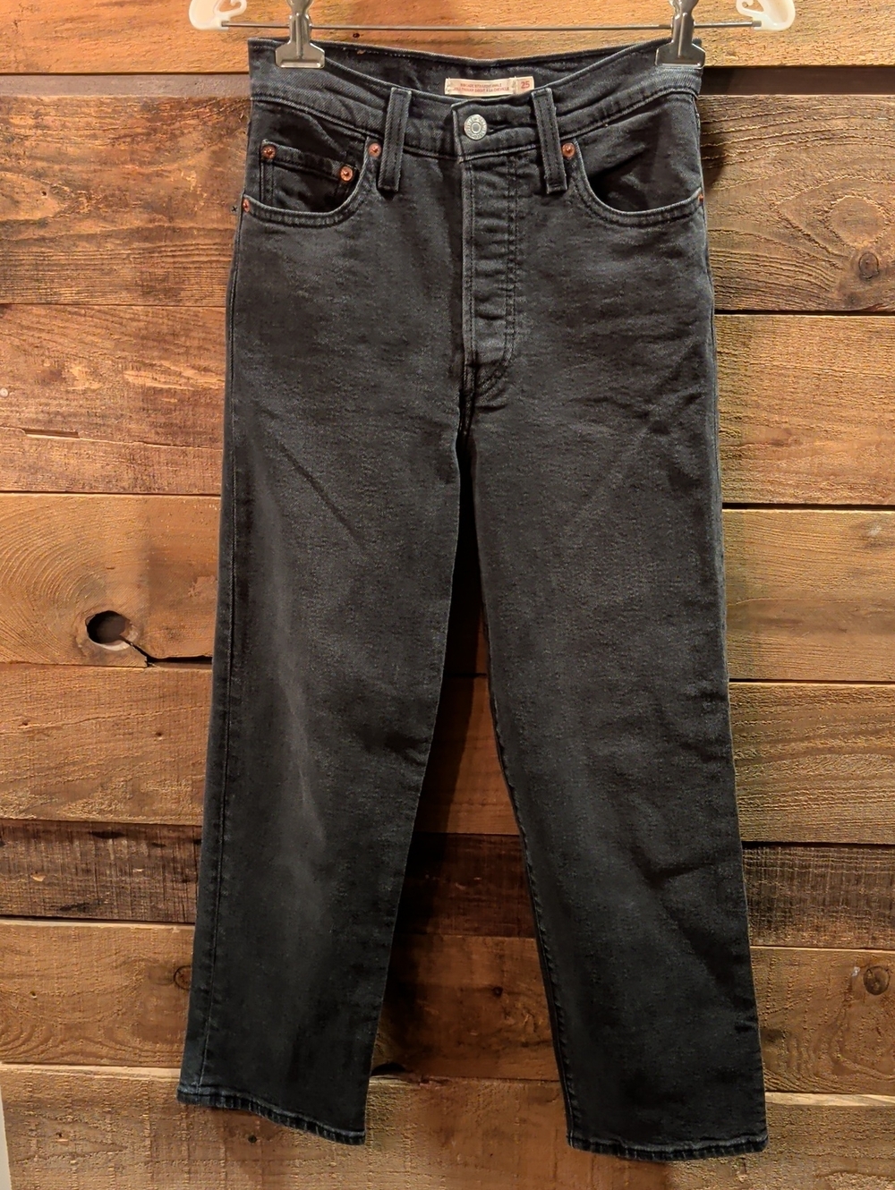 Levi's Light Black Ribcage Straight Ankle Jeans